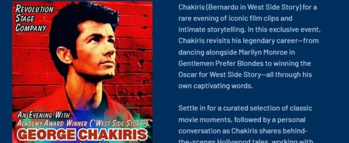 Previews: GEORGE CHAKIRIS CLIPS AND CONVERSATION at Revolution Stage Company