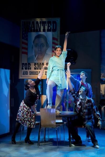 The Cast: Natalie Venetia Belcon, Farah Alvin (on table), John Bolton, and Jake Boyd  Photo
