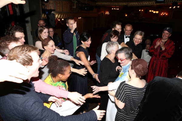 Jennifer Smith with Jeff Kready, Bryce Pinkham, Joey Parnes, Jefferson Mays  and Comp Photo