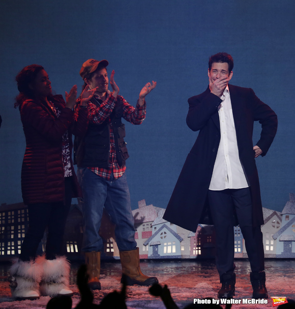 Barrett Doss, Andrew Call and Andy Karl during the Broadway Opening Night Curtain Cal Photo