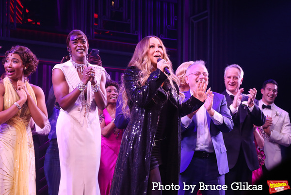 Adrianna Hicks, J. Harrison Ghee, Producer Mariah Carey, Marc Shaiman, Mark Lotito an Photo