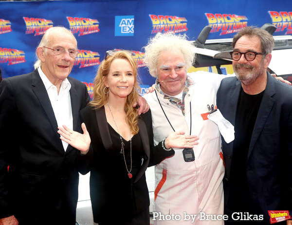 Christopher Lloyd, Lea Thompson, Roger Bart and Huey Lewis Photo
