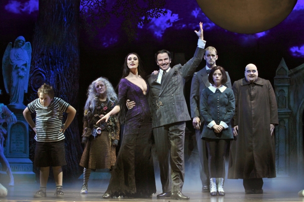 Patrick D. Kennedy (Pugsley), Pippa Pearthree (Grandma), Sara Gettelfinger (Morticia) Photo