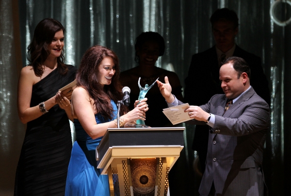 Betsy Brandt, Ovation winner actress Leslie Margherita, Jason Alexander
 Photo